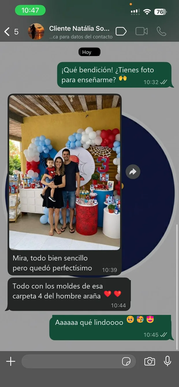 Testimonio de clienta por WhatsApp
