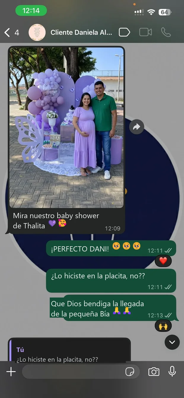 Mensaje de clienta satisfecha
